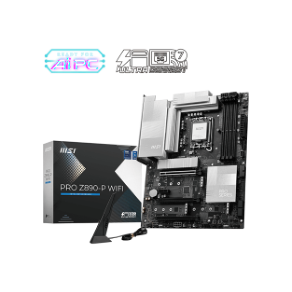 MSI MB PRO Z890-P WIFI, SOCKET INTEL LGA1851, CS INTEL Z890, 4 DIMM SOCKETS DDR5, DP/HDMI, PCI-E GEN 5.0, LAN 2,5G, Wi-Fi, ATX, 3YW