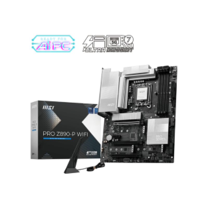 MSI MB PRO Z890-P WIFI, SOCKET INTEL LGA1851, CS INTEL Z890, 4 DIMM SOCKETS DDR5, DP/HDMI, PCI-E GEN 5.0, 2.5G LAN, Wi-Fi, ATX, 3YW