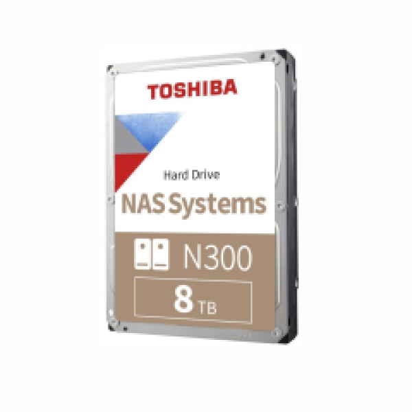 TOSHIBA HDD 3,5" 8TB NAS N300 HDWG480UZSVA, SATA3, 7200 RPM, CACHE 256 MB, 3YW.