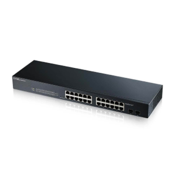 ZYXEL SWITCH GS-1900-24, 24 PORTS 10/100/1000Mbps, L2 SMART, RACKMOUNT, FANLESS, 2YW.