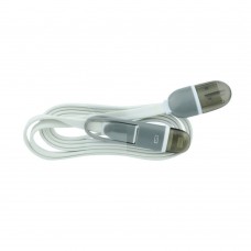 USB Καλώδιο 2 σε 1 - iPhone 5/6/iPad+Micro USB 1m άσπρο